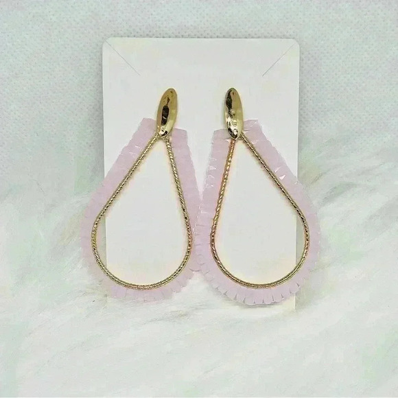 Pink Tear Drop Earrings - Picture 1 of 3